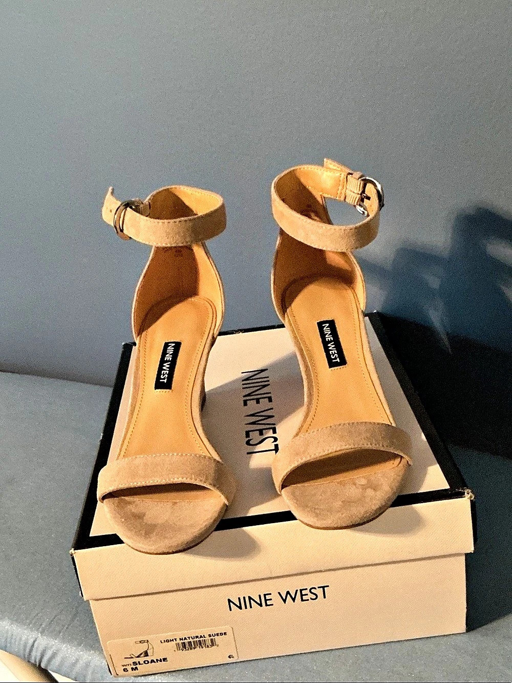 Nine West Sloane Suede Ankle Strap Wedge Sandals in Brown Size 6